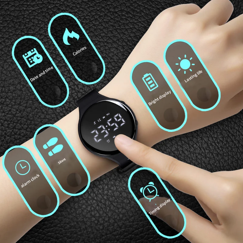 

Fashion accessories students' smart waterproof watch led technology sports pedometer electronic watch bracelet Laosibin