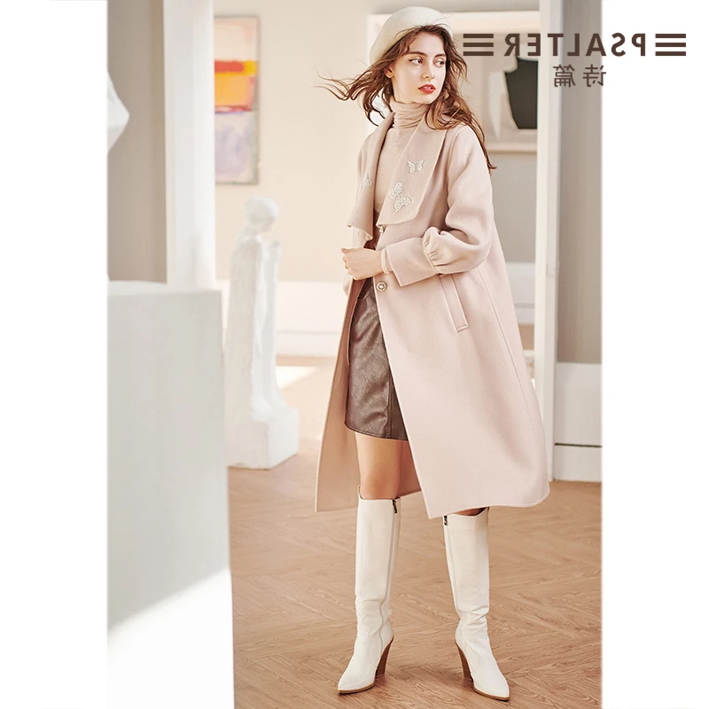 

Женская одежда Shzq, новинка зимы 2021, модное двухстороннее шерстяное пальто с рукавами-фонариками, бабочками и бусинами