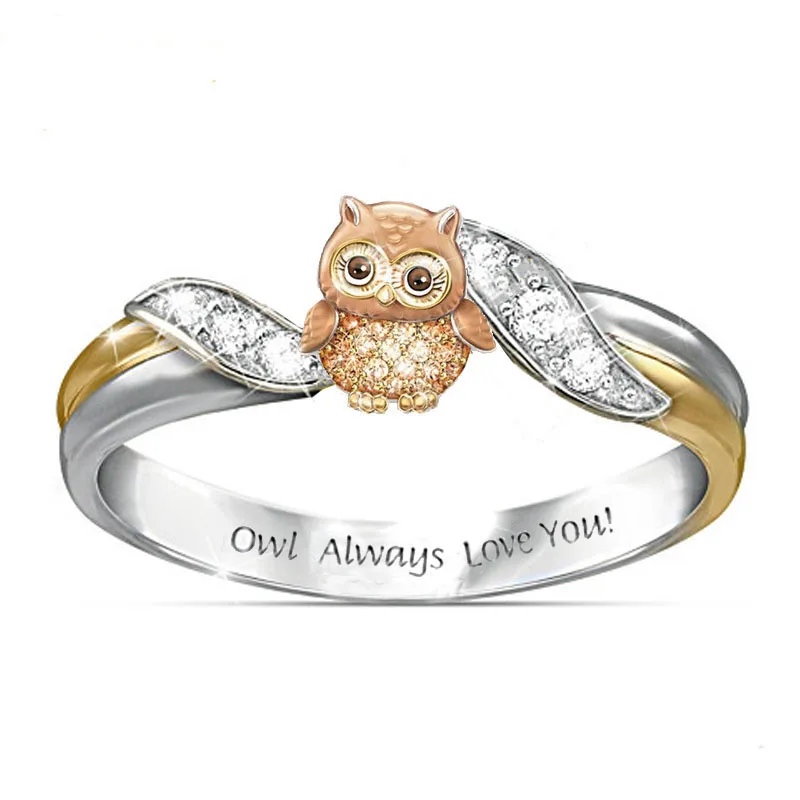 

Lovely Cartoon Animal Owl Rings Crystal Children's Ring 2020 New Cute Baby Kids Birthday Gifts Fashion Girls Jewelry