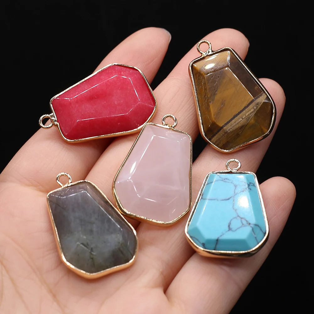 

Natural Stone Pendant Charms Trapezoid Shape Necklace Pendant for Jewelry Making DIY Necklace Earrings Accessories 20x30mm