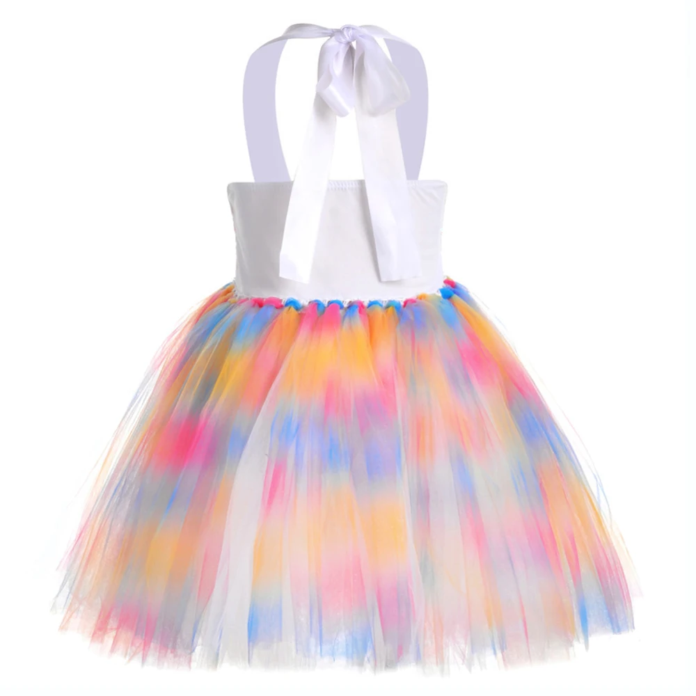 Rainbow Sequin Tulle Tutu Unicorn Dress Girls Flower Birthday Party Vestido Unicornio Summer Princess Kid Costume | Детская одежда и