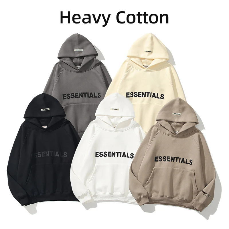 

Essentials Hoodies Letter Silicone Loose Oversize Cotton Hip Hop Fashion Streetwear For Men And Women Plus Size Sweatshirts