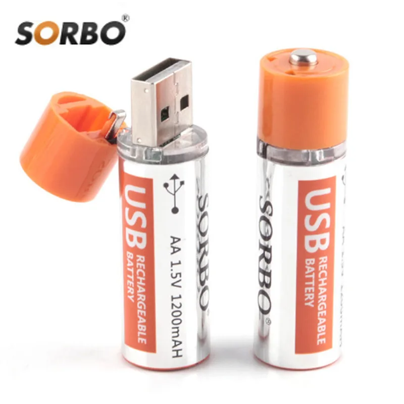 Оригинальная Аккумуляторная Батарея Sorbo 4 шт. USB AA 1 5 в 1200 мАч быстрая зарядка Li-po
