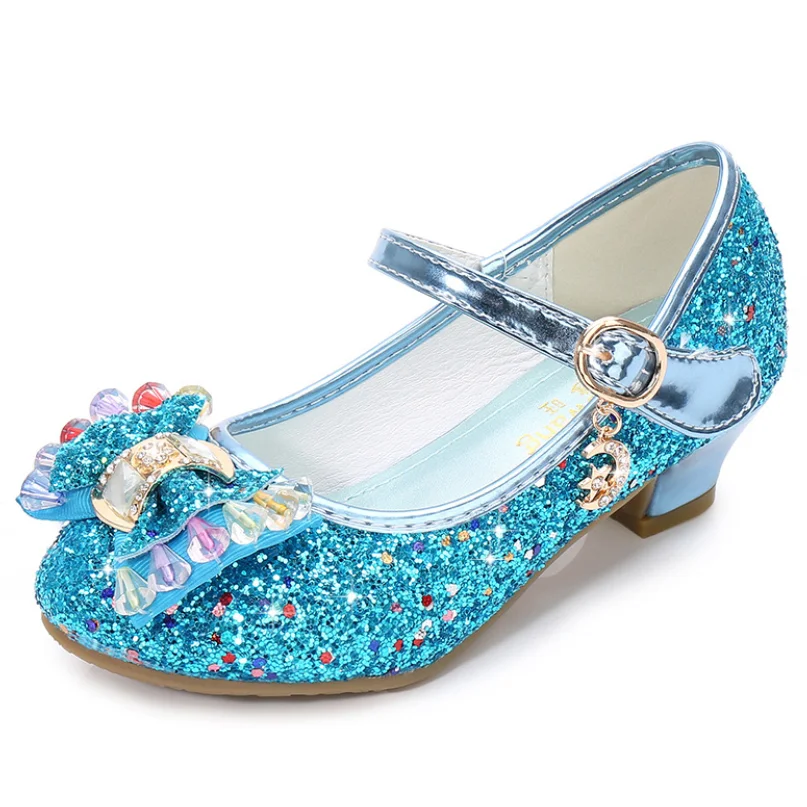 Детские сандалии с цветами кожаные туфли бантом принцессы для девочки блестящая