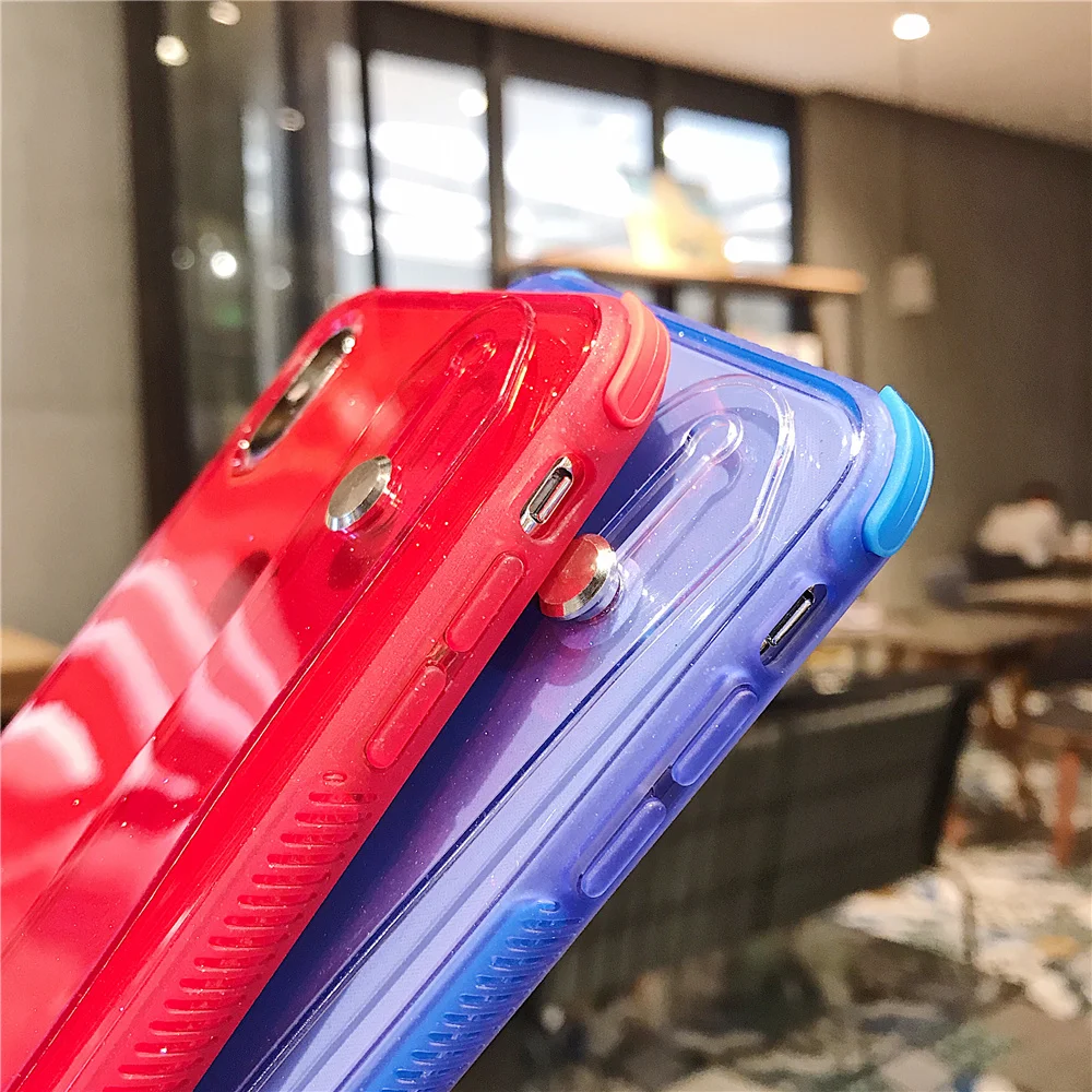 NFH Тонкий блестящий браслет ударопрочный чехол для iPhone 6 6S Plus X XS XR XS Max 7 8Plus силиконовый браслет чехол-подставка