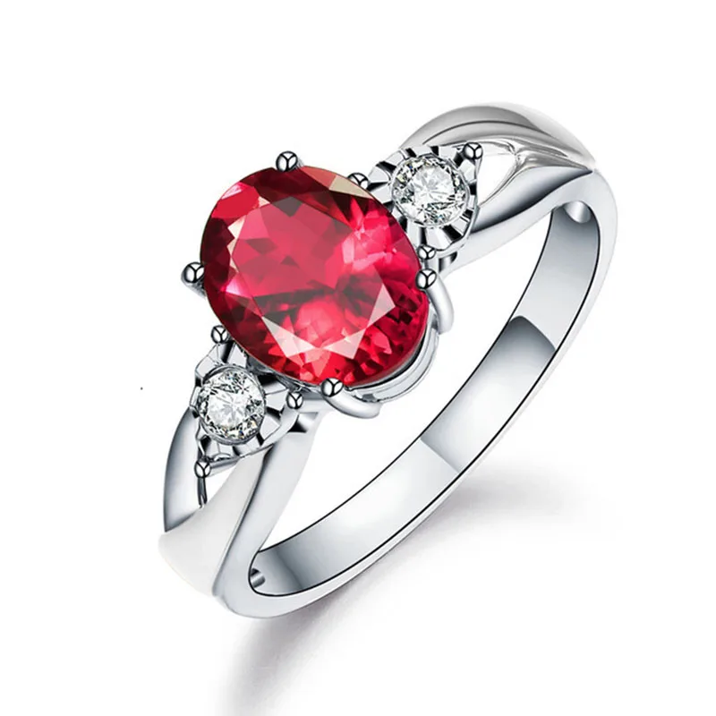 

925 Silver Ruby Gemstone Ring For Women Wedding Fashion Red Tourmaline Sapphire Adjustable Ring Fine Jewelry Wholesale