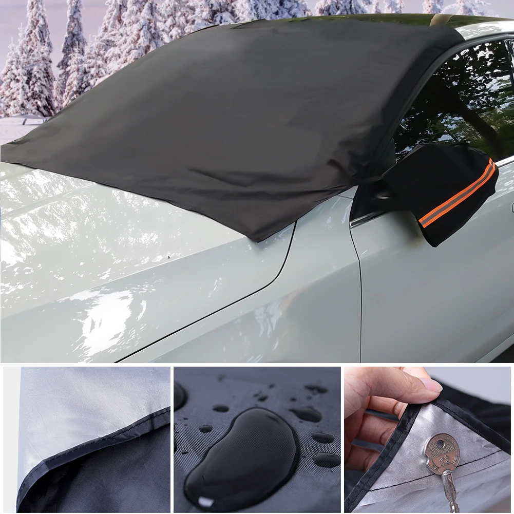 Магнитный чехол на лобовое стекло автомобиля защита от снега с зеркалом мороза