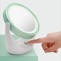 cute led mirror bathroom makeup mirror with led light 360 degree swivel home double sided magnifying touch screen vanity mirror