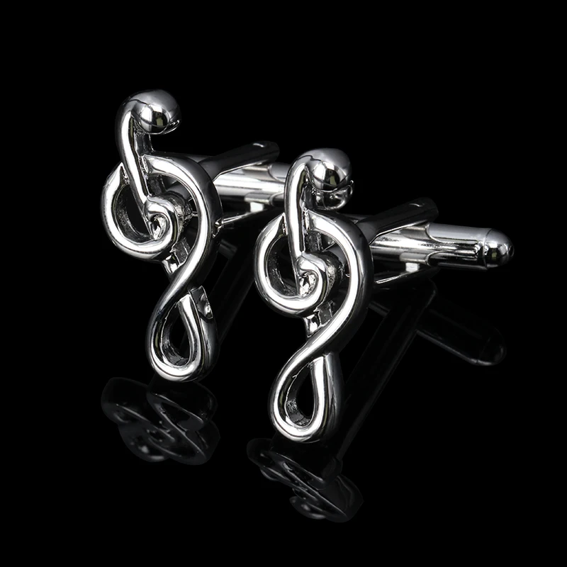 

2021 New Fashion Music Cufflinks For Men Musical Note Design High Quality Material Silver Color Cuff Links Wholesale Retail