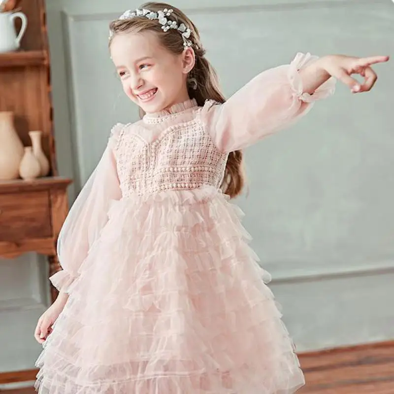 

Girls Princess Dress Spring Summer 2020 New Children's Little Girls Elegant Lovely Korean Lace Cake Dress Kids Dresses Wedding