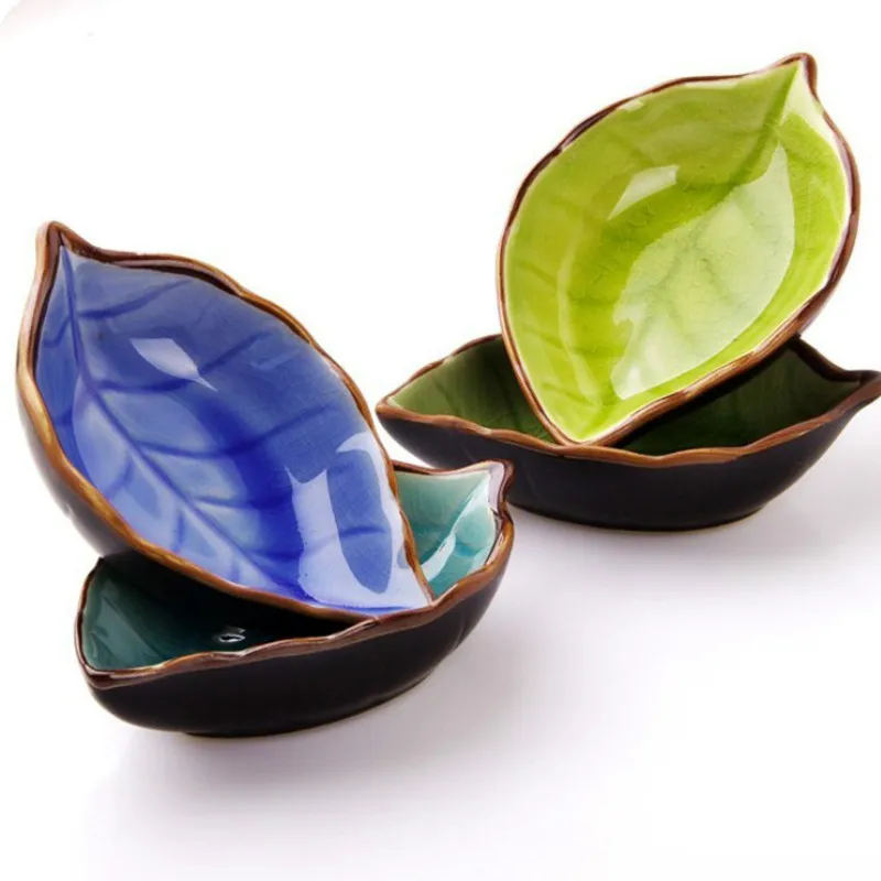Кухонная посуда в форме листа маленькая керамическая тарелка для приправ блюдца