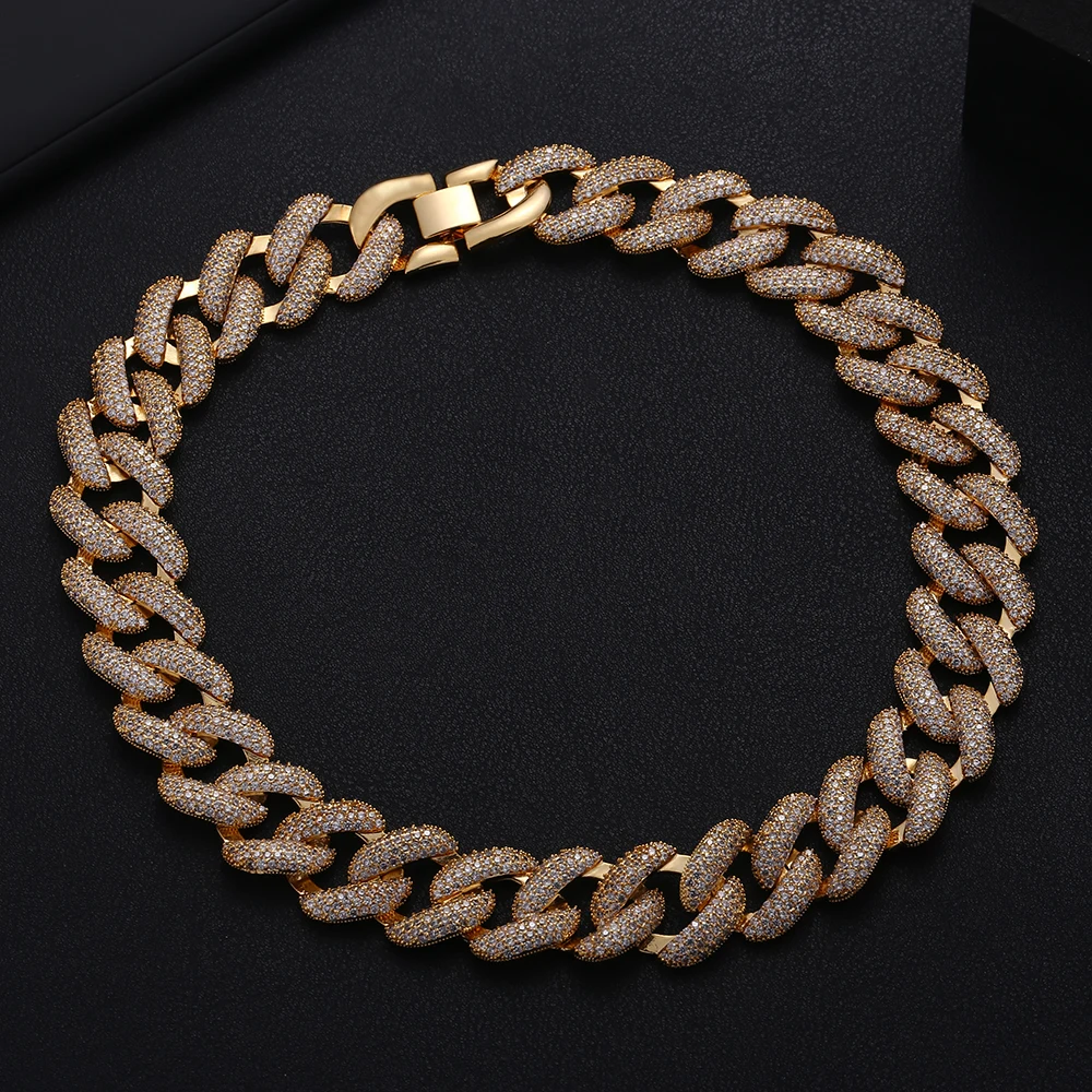 18k gold Janeklly большой белый золотой цвет массивные кубинские звенья цепи колье ожерелье fix Размер женские свадебные Bijoux - Окраска металла: 18k gold