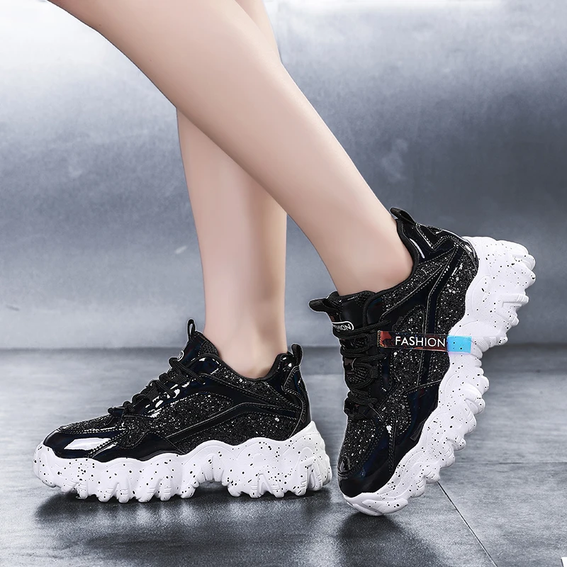 RUIFF/новый стиль Женские сабо с блестками Кроссовки Обувь для бега Уличная