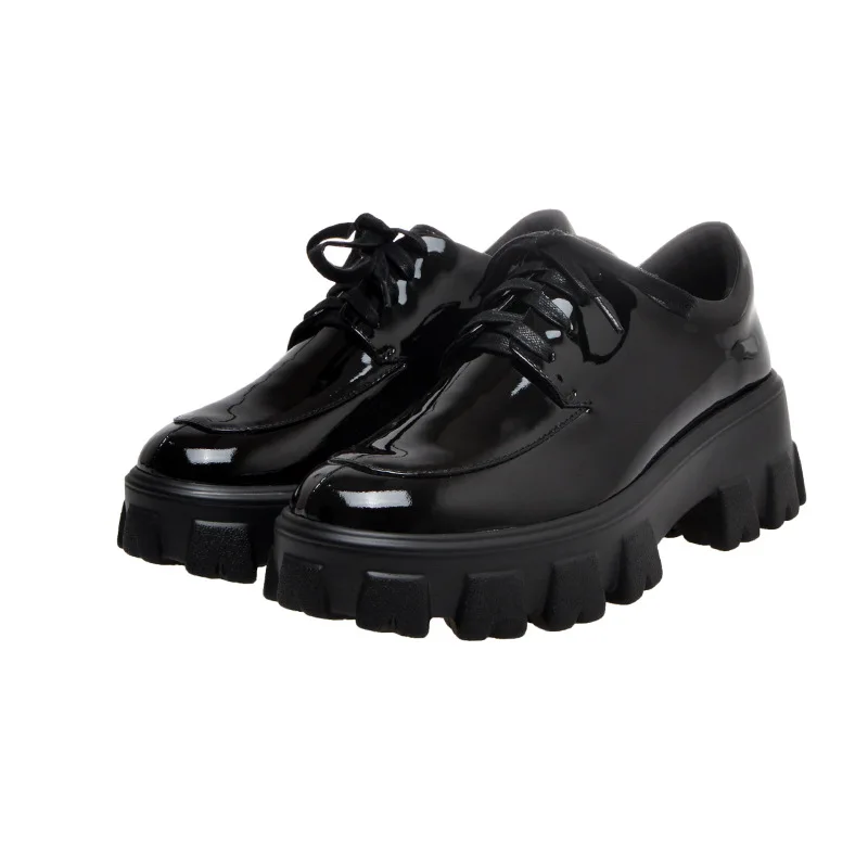 

Trifle thick-soled leather shoes women 2021 new British college style patent leather round-toe deep-mouth single shoes