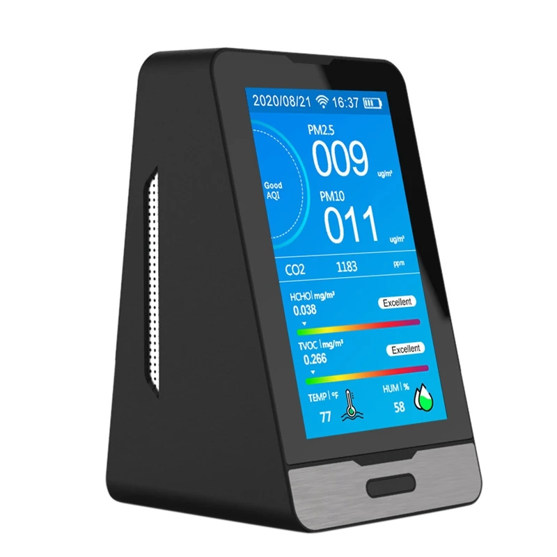 

WIFI PM2.5 PM1.0 PM10 Temperature Humidity Air Quality Monitor LED Display Intelligent CO2 HCHO TOVC Gas Detector