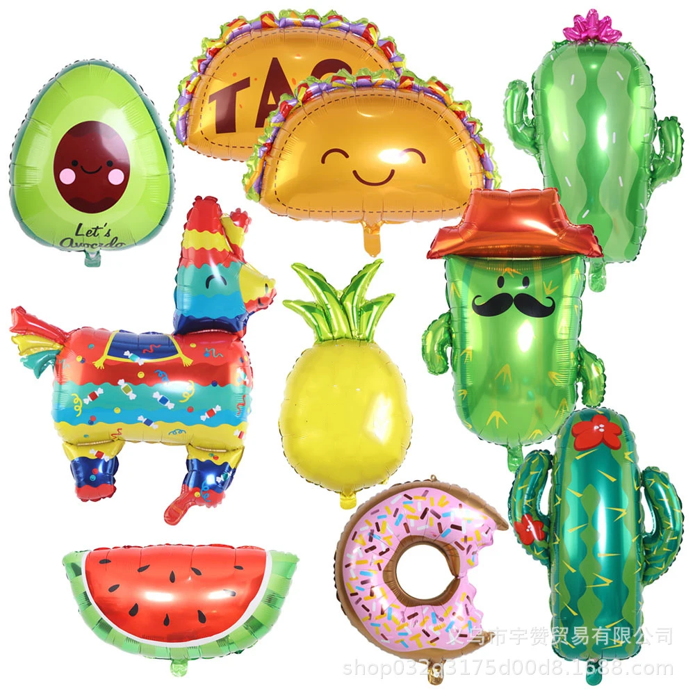 

Mexician Party Decorations TACO Avocado Alpaca Cactus Aluminum Foil Balloons Food Festival Party Helium Balloon Kids Globos Toys