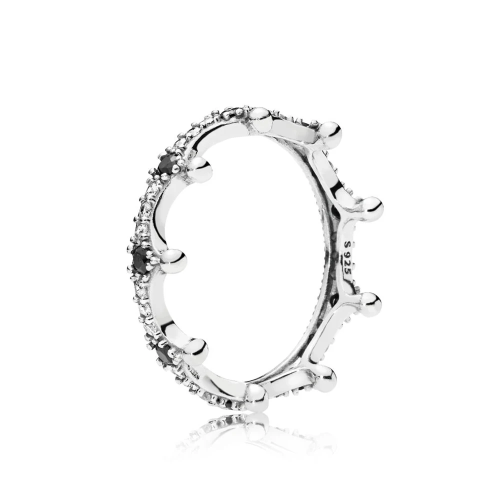 Высокое качество 925 стерлингового серебра Классический Волшебная Корона черный