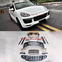 for porsche cayenne 958 gts style car body kit front bumper big mouth with light 2016 2017