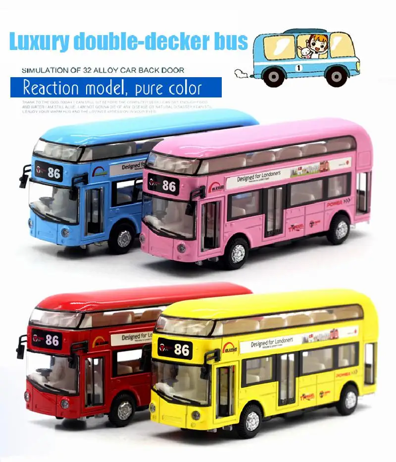 Diecast Лондонский автобус двухэтажный автобусный светильник и музыка открытая