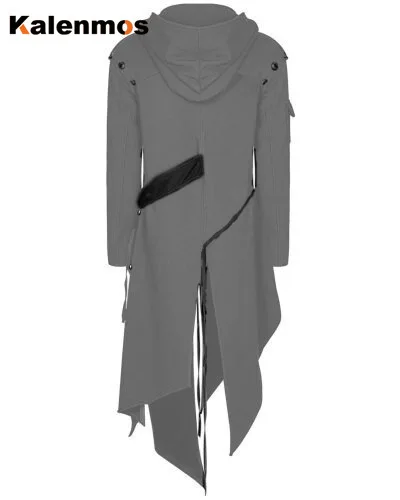 

Long Coat Men Punk Faux Trench Jacket Medieval Goth Spring Fall Top Streetwear Vintage Gothic Moto Biker Outwear Abrigos Man