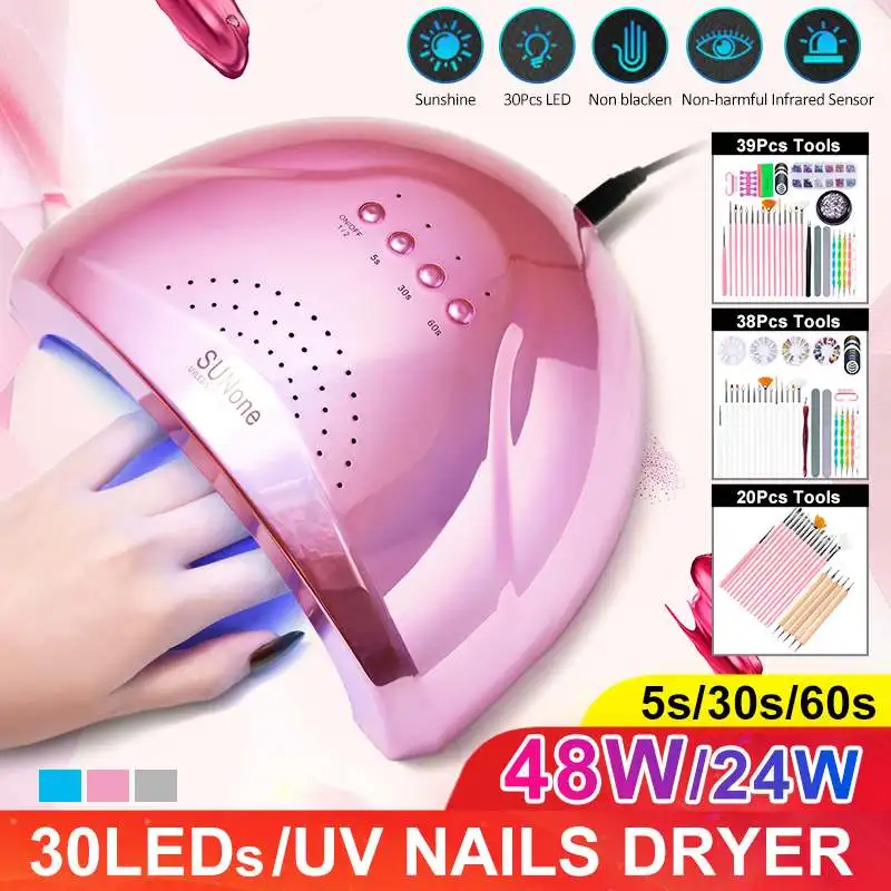 

48W UV Lamp Gel Nail Dryer LED White Light for Nails Machine Nail Lamp for Gel Polish Nail Art Tools