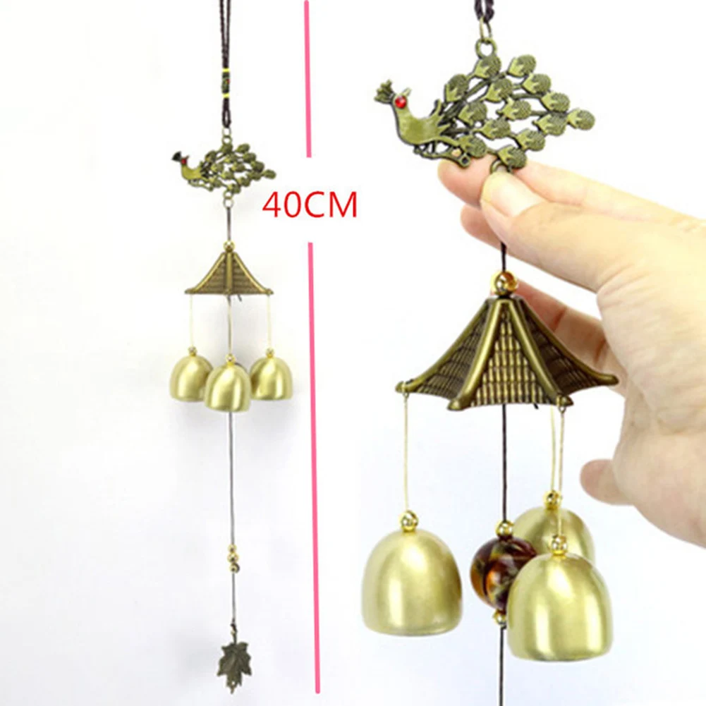 Металлический Павлин рыбья башня фэншуй колокольчики подвесная на окно Декор