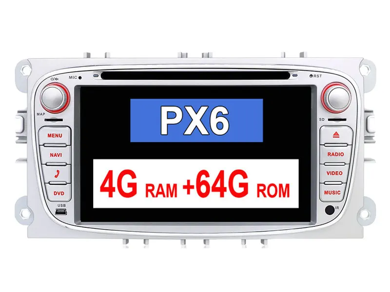 2 din Android 9,0 для фокуса для Ford Mondeo Galaxy PX6 система 4G ram+ 64G Wifi BT 4,0 SWC HDMI AMP 7851 карта камеры - Цвет: Silver 4G 64G