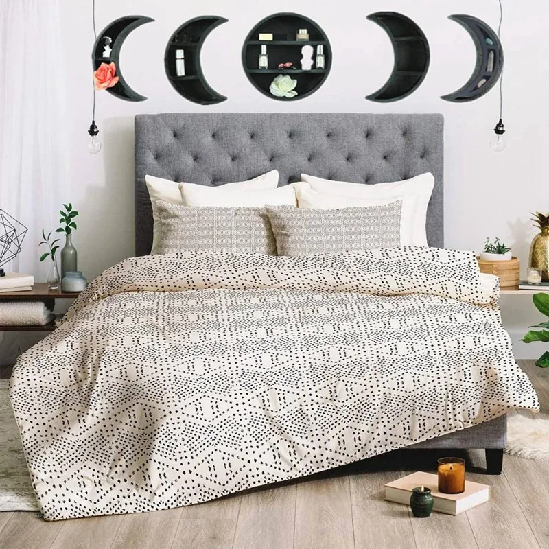 

1Set Storage Shelf Rustic Wooden Moon Shape Living Room Kitchen Floating Wall Mounted Hanging Home Decor Space Saving