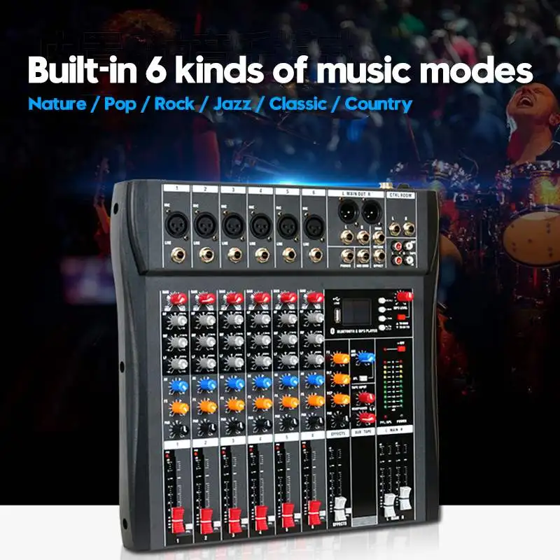 Профессиональный 6 канальный цифровой микрофон bluetooth звуковой миксер консоль