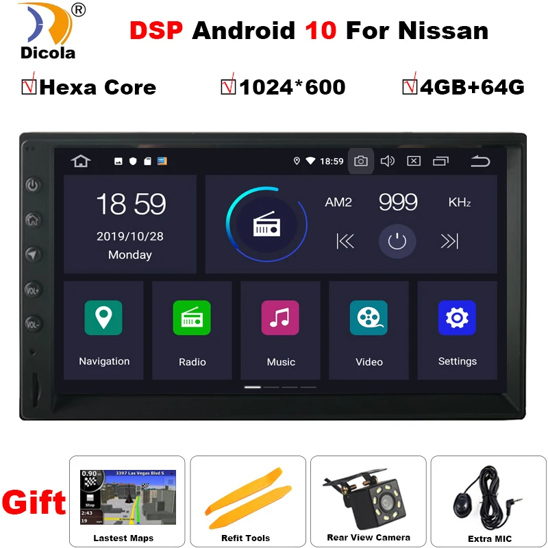 

Android 10 DSP IPS Universal CAR Radio For Nissan TOYOTA Kia RAV4 Honda VW Hyundai GPS Navigation NO DVD 2 DIN Head Unit WIFI BT