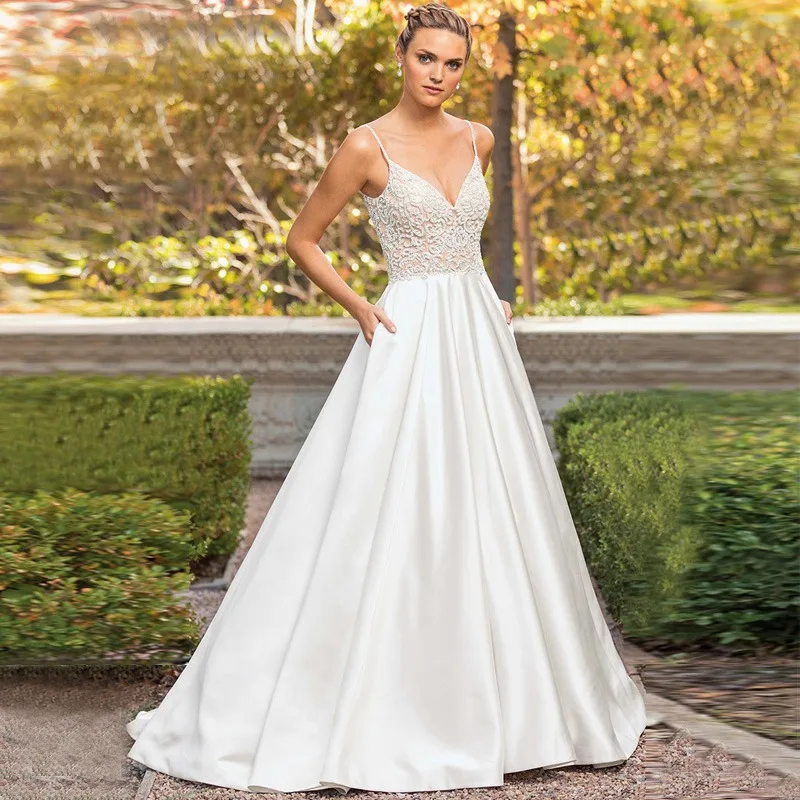Vestidos De Novia 2019 Новое поступление сексуальный v образный вырез ТРАПЕЦИЕВИДНОЕ