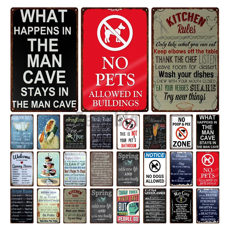 Предупреждение ная мужская пещера знак для торта винтажный металлический