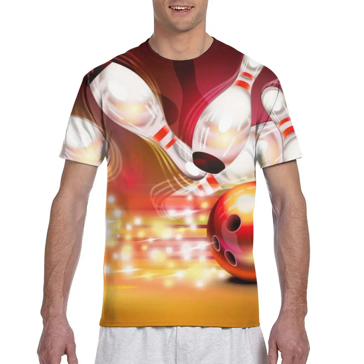 

Red Bowling Ball Crashing Into The Pins T shirt Man T-shirt 2020 Summer Round Neck Tshirt Tee Shirts Men Streetwear Short Sleeve