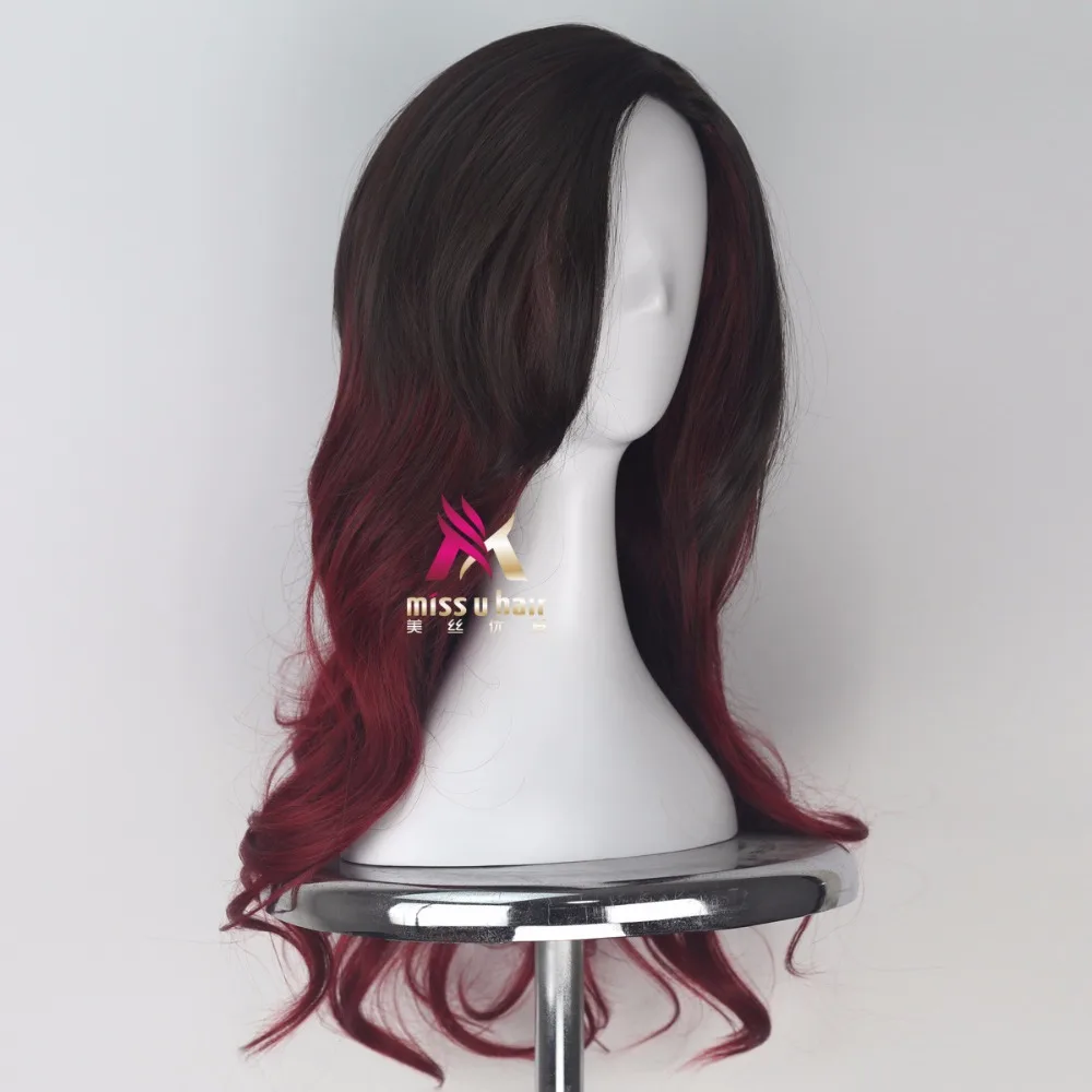 Стражи Галактики Косплей гамора длинные вьющиеся градиент черный красный