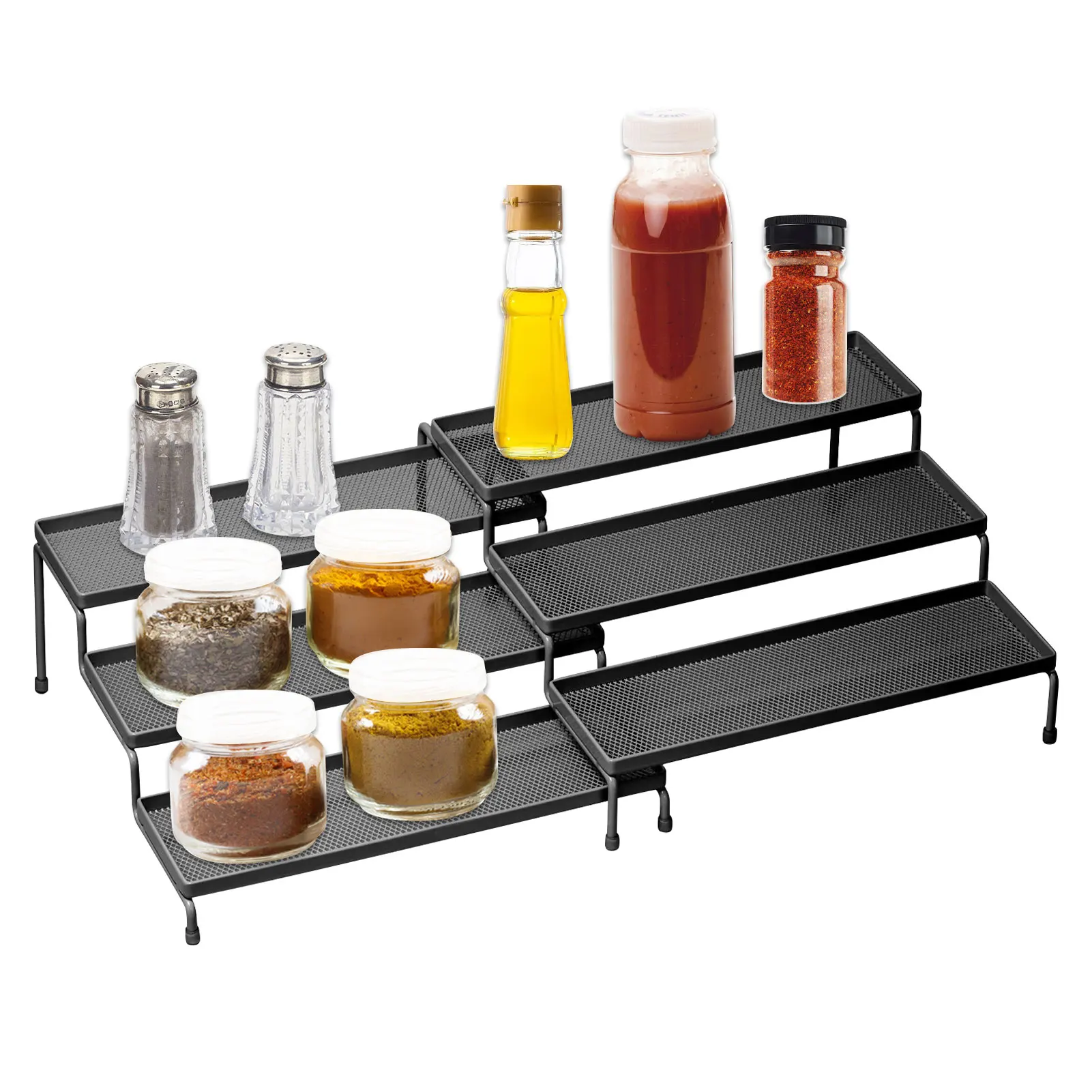 

Iron Storage Rack Closet Shelf Seasoning Jars Bottle Storage Rack 3-layer Sundries Dish Drying Rack Holder Kitchen Organizer New