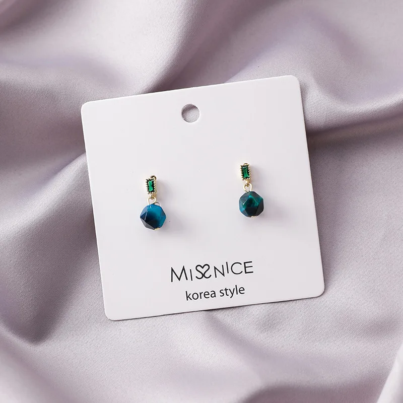 Корейские милые серьги с серебряной булавкой маленькие Мини Зеленые Серьги