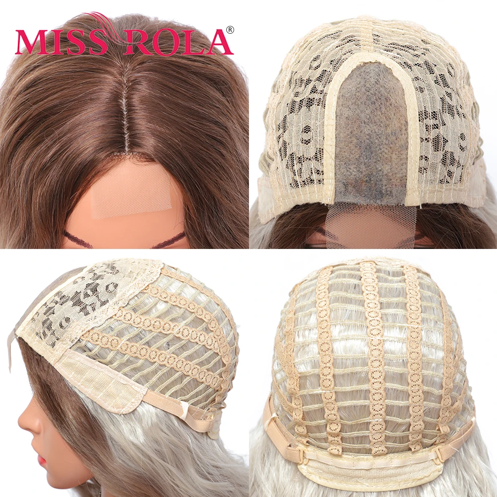 

MISS ROLA Synthetic Hair Wigs High Temperature Fiber Average Size Long Wavy Women Wig Natural Part Side Hair Ombre Synthetic Wig