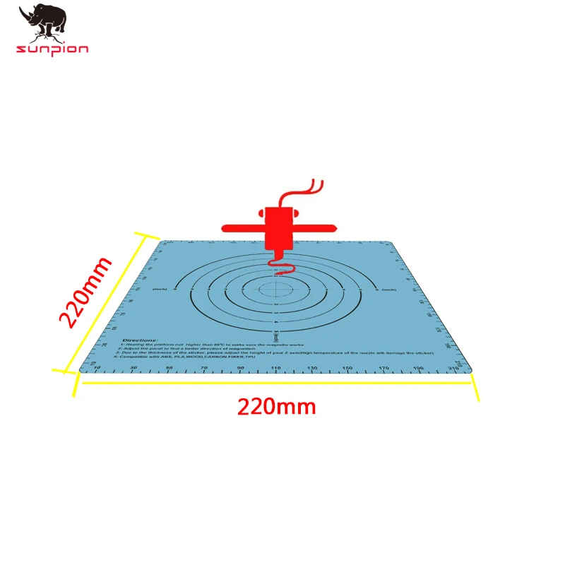 Части 3D-принтера, Синяя Магнитная печатная лента для кровати, 220*220 мм, нагревательная наклейка для горячей кровати, пластина для сборки, гибкая пластина, Горячая кровать