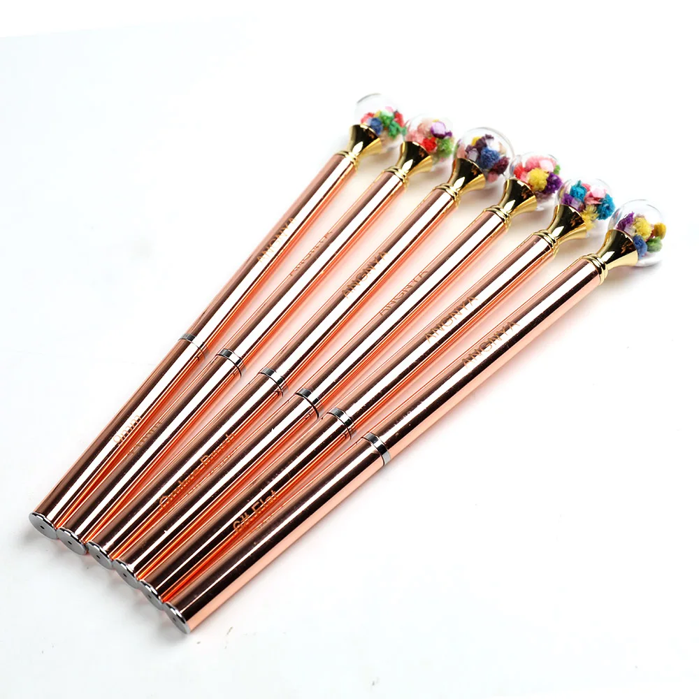 

ANGNYA Nail Art Acrylic UV Gel Extension Builder Metal Handle Painting Brush Dried Flower Ball Decora Lines Liner Drawing Pen