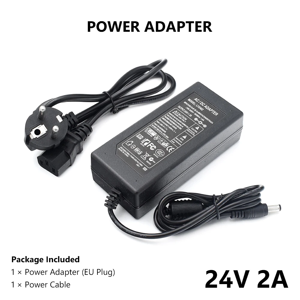 DC 24V 2A US/EU/UK/AU зарядное устройство адаптер питания AC 100-240V к конвертер