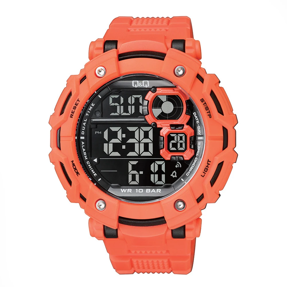 Q&Q M150J004 Мужские электронные наручные круглые часы 100 м (WR 10 BAR)| |