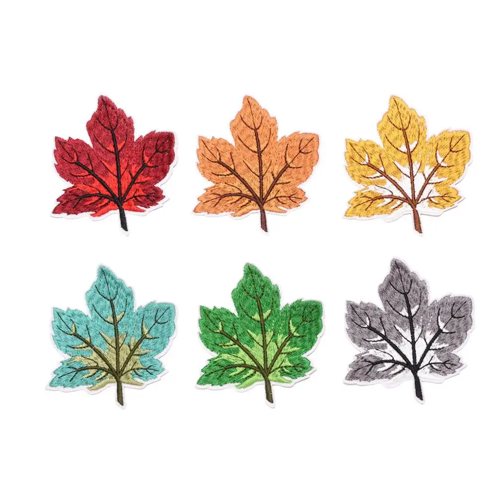 Красочные кленовые листья оригинальные патчи джинсы шляпа DIY ремонт аксессуары