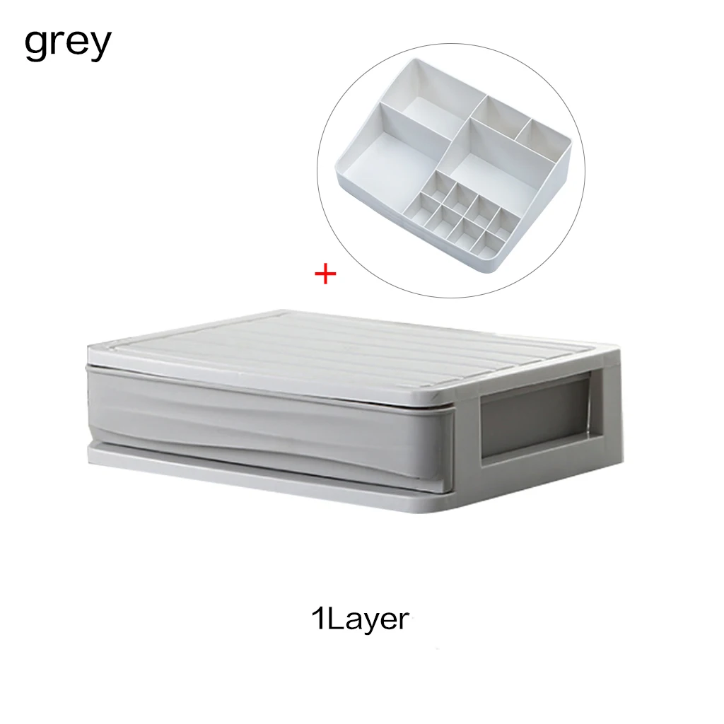 1Layer-grey Пластиковая коробка большой емкости, ящик для хранения косметики, органайзер, коробка для дома, телефона, для мелочей, стойка для ухода, дропшиппинг - Цвет: 1Layer-grey