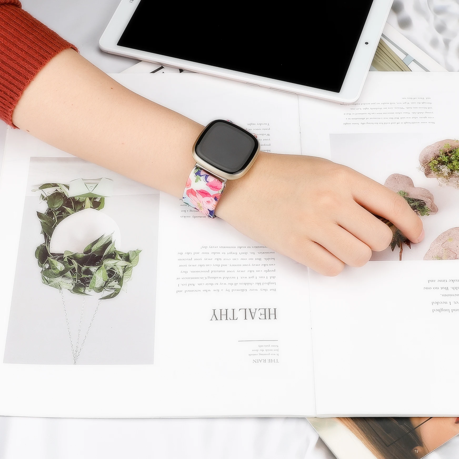 Toyouths Elastic Nylon Loop Watch Strap for Fitbit Versa 3 Band Adjustment Scrunchies Watch Strap Replacement for Fitbit Sense