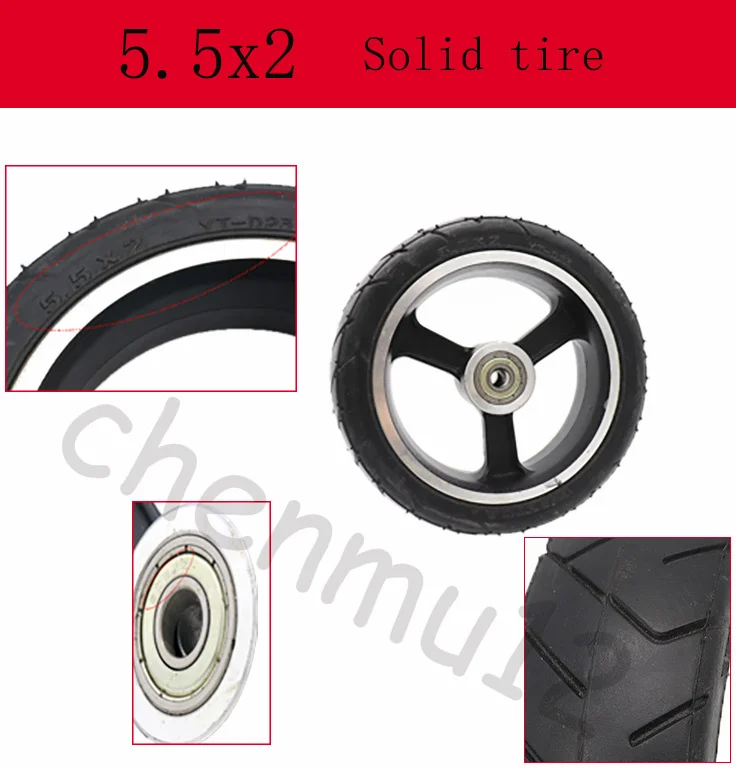 

5 Inches 5.5x2 Solid Rubber Tires, Suitable for F0, Jackhot Carbon Fiber Electric Scooters, with Alloy Wheels, Explosion-proof