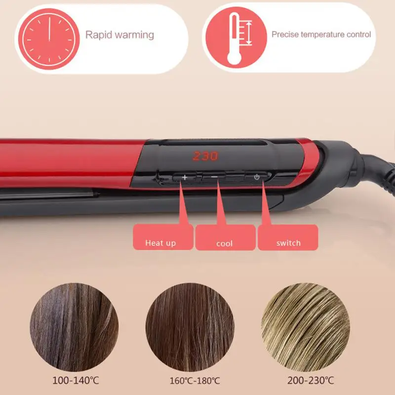 Керамический прямой утюжок для волос цифровой контроль температуры выпрямитель