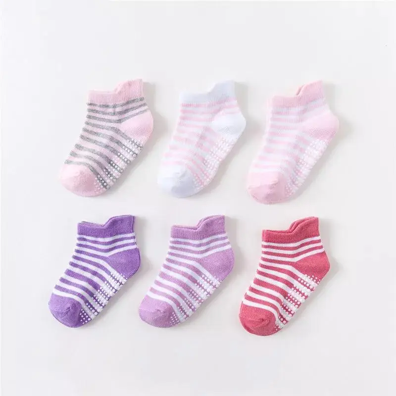 3 пары хлопковые нескользящие носки башмачки для мальчиков и девочек 0 6 лет