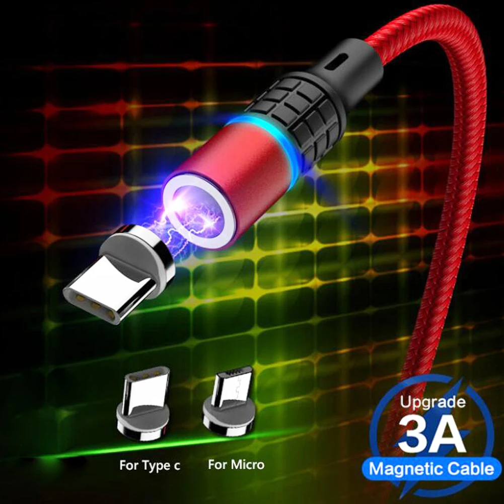 Магнитный кабель плетеный светодиодный Micro USB type C usb-кабель для зарядки huawei mate 30 Pro