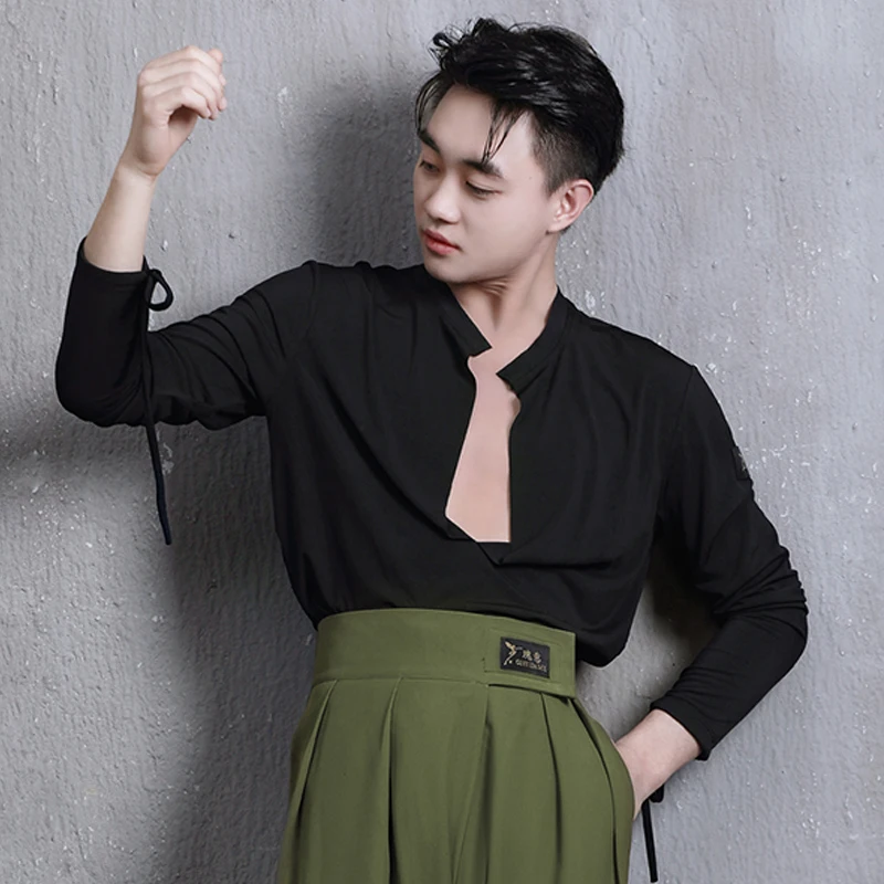 Новинка Sihrts для латиноамериканских танцев мужчин одежда тренировок с длинным