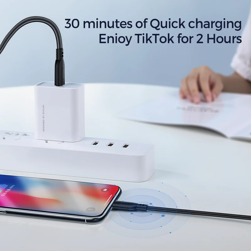 Кабель KUULAA MFi USB C с подсветкой для iPhone 12 11 Pro Max X XS XR 20 Вт PD кабель Type-C быстрой
